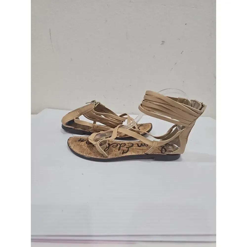 Sam Edelman "Glenda" Gladiator Sandal - Women's Size 6.5M Beige Tan Flats - Picture 2 of 9